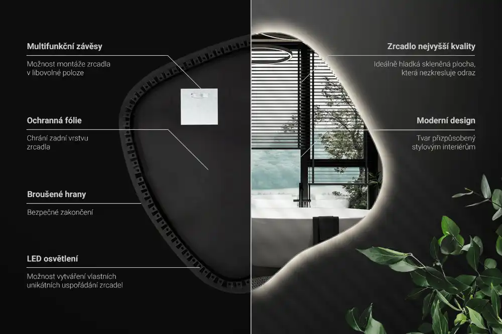 Spegel fläck unikatisk med LED-belysning