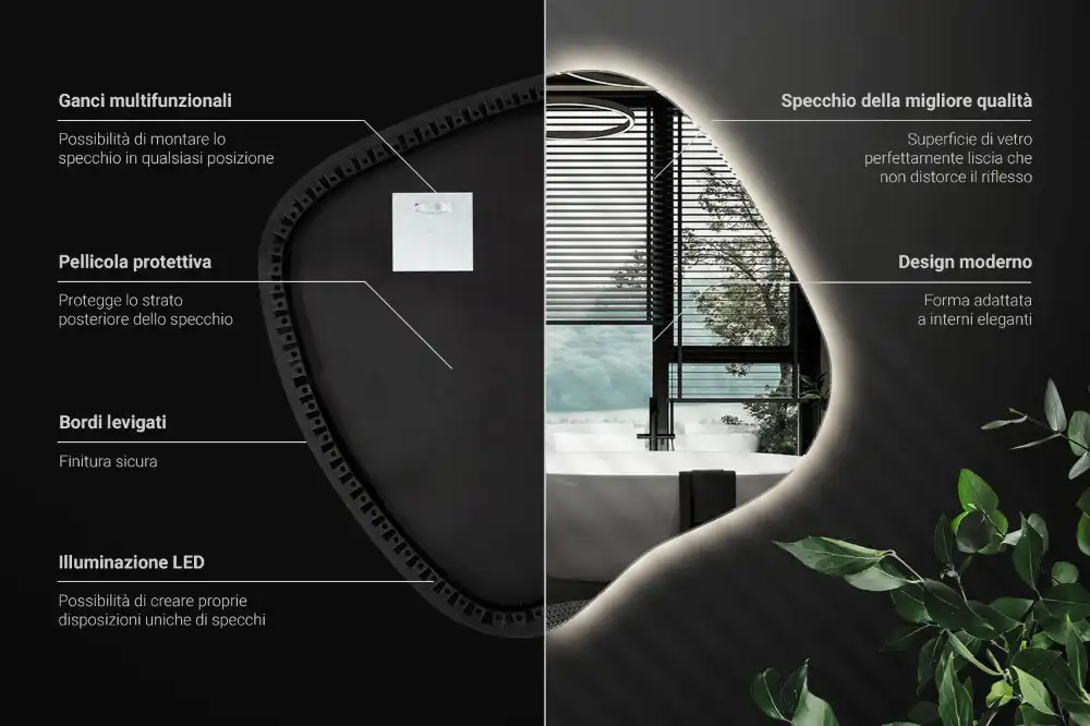 Spegel fläck unikatisk med LED-belysning