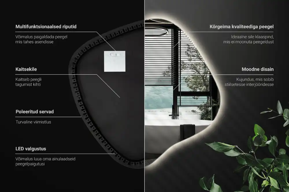 Spegel fläck unikatisk med LED-belysning