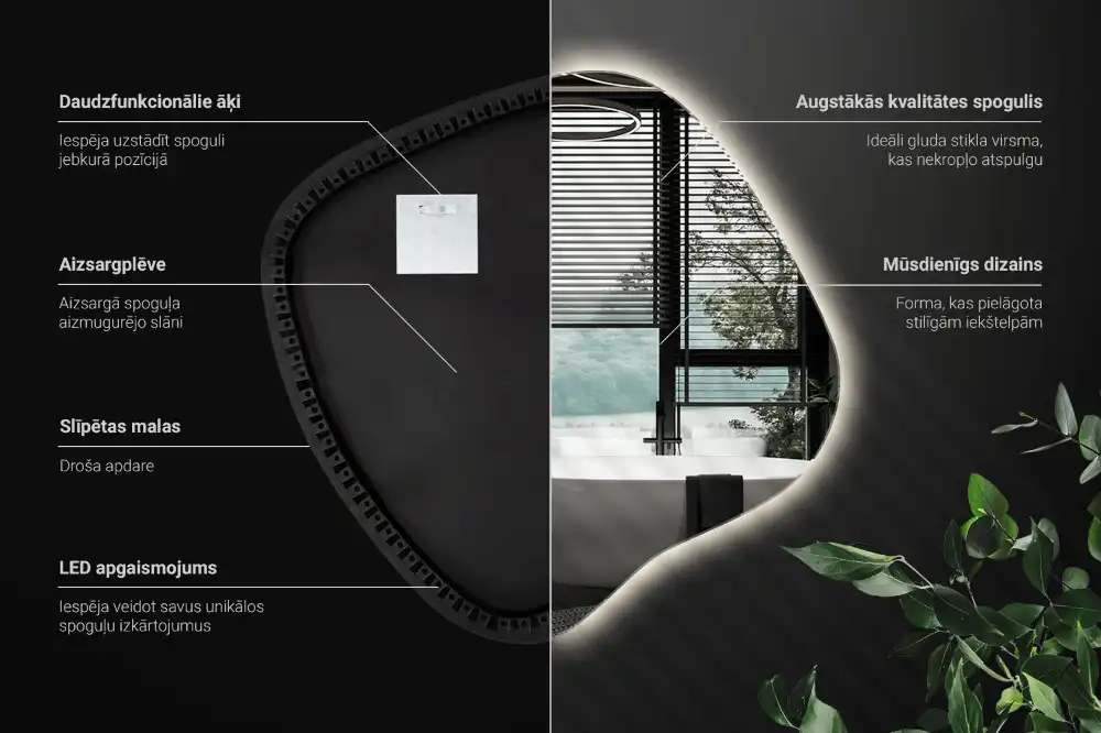 Spegel fläck unikatisk med LED-belysning