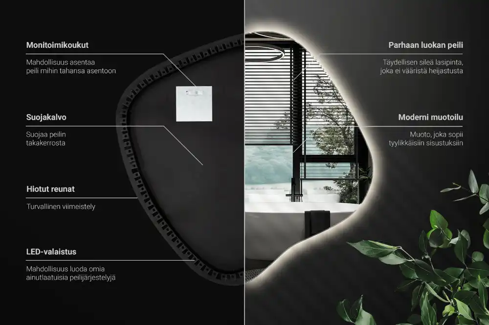 Spegel fläck unikatisk med LED-belysning