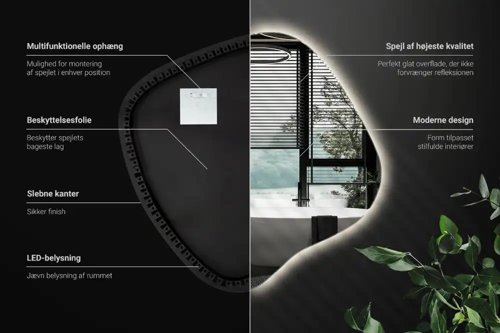 Spegel fläck unikatisk med LED-belysning