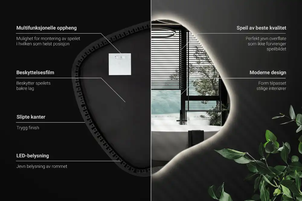 Spegel fläck unikatisk med LED-belysning