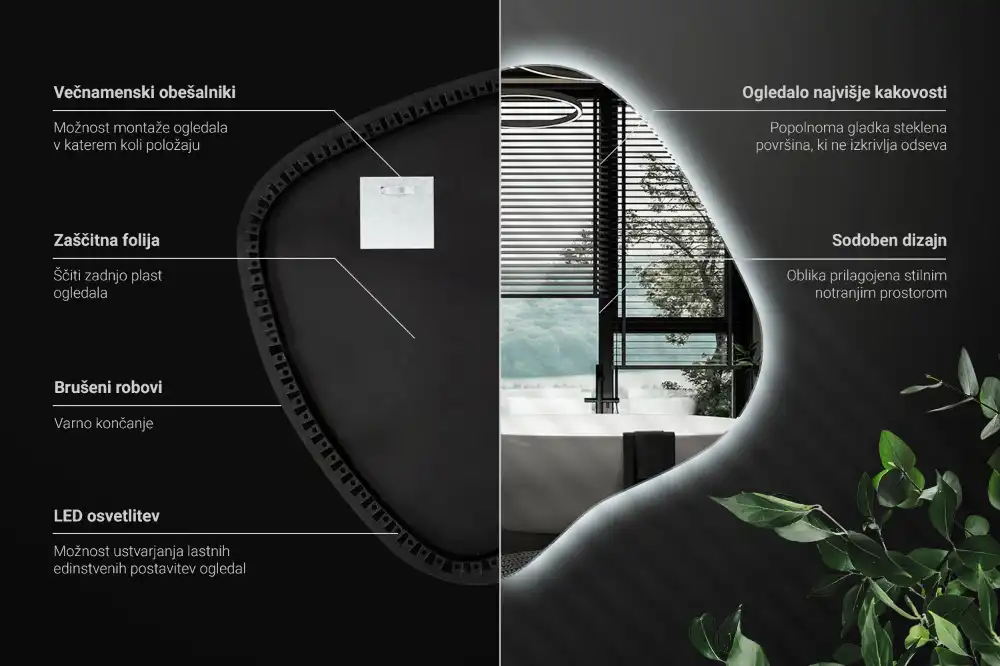 Spegel fläck unikatisk med LED-belysning