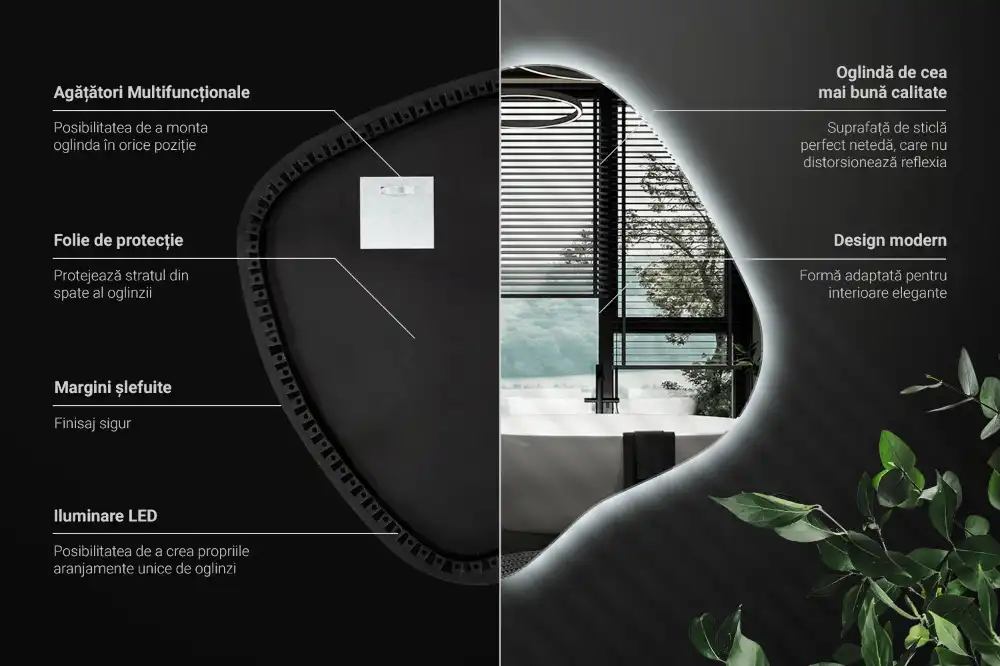 Spegel fläck unikatisk med LED-belysning