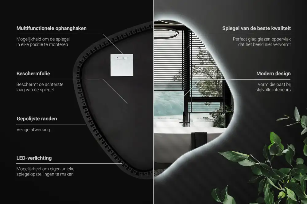 Spegel fläck unikatisk med LED-belysning