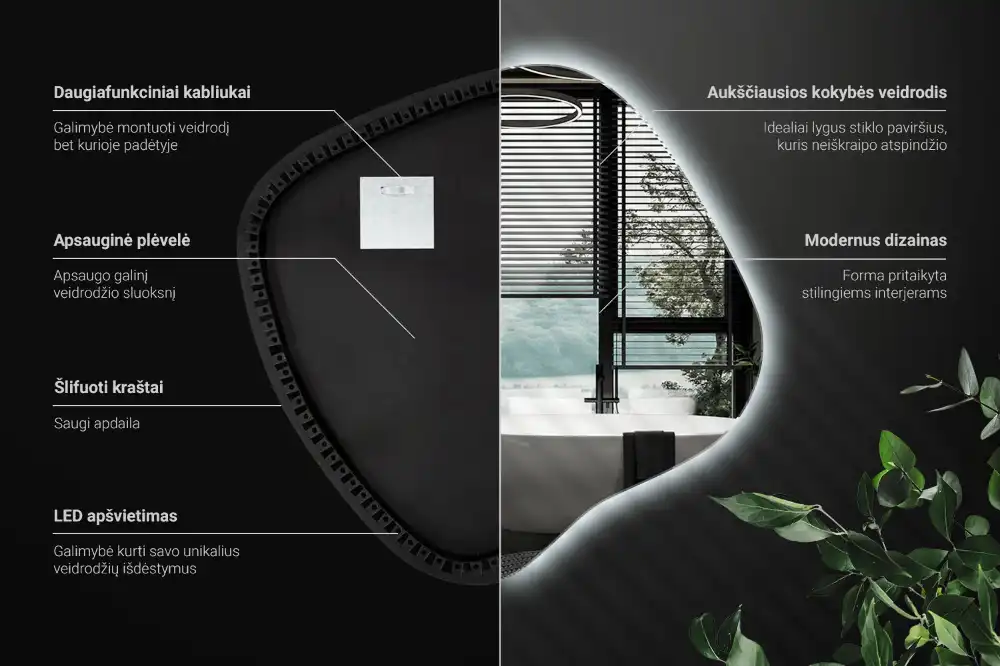 Spegel fläck unikatisk med LED-belysning