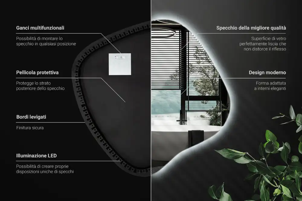 Spegel fläck unikatisk med LED-belysning