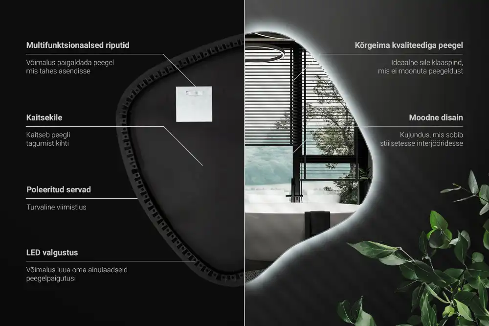 Spegel fläck unikatisk med LED-belysning