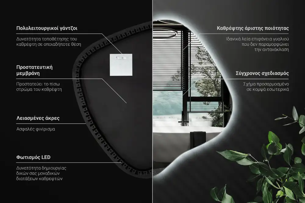 Spegel fläck unikatisk med LED-belysning