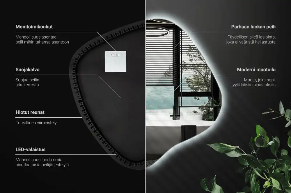 Spegel fläck unikatisk med LED-belysning