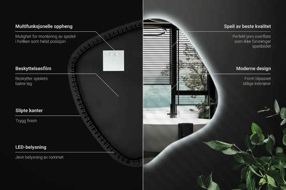 Spegel fläck unikatisk med LED-belysning