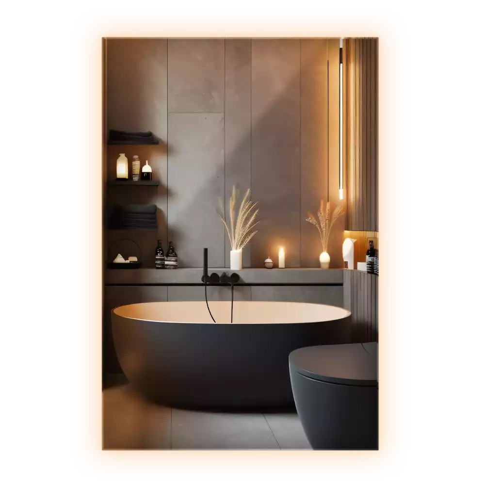 Rektangulär spegel med LED belysning