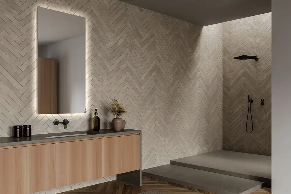 Rektangulär spegel med LED belysning