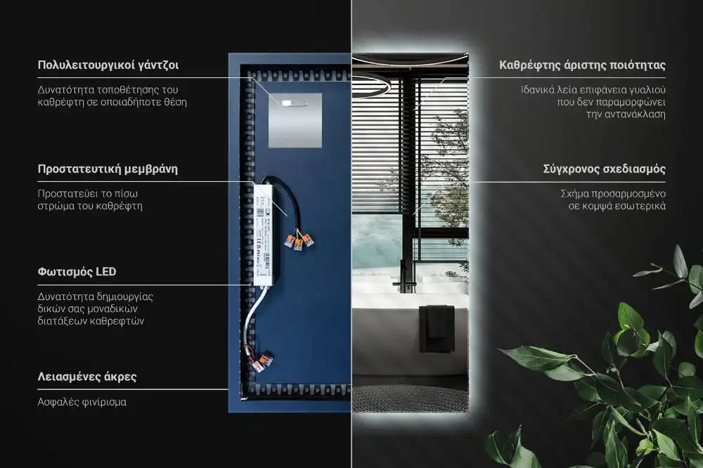 Rektangulär spegel med LED belysning