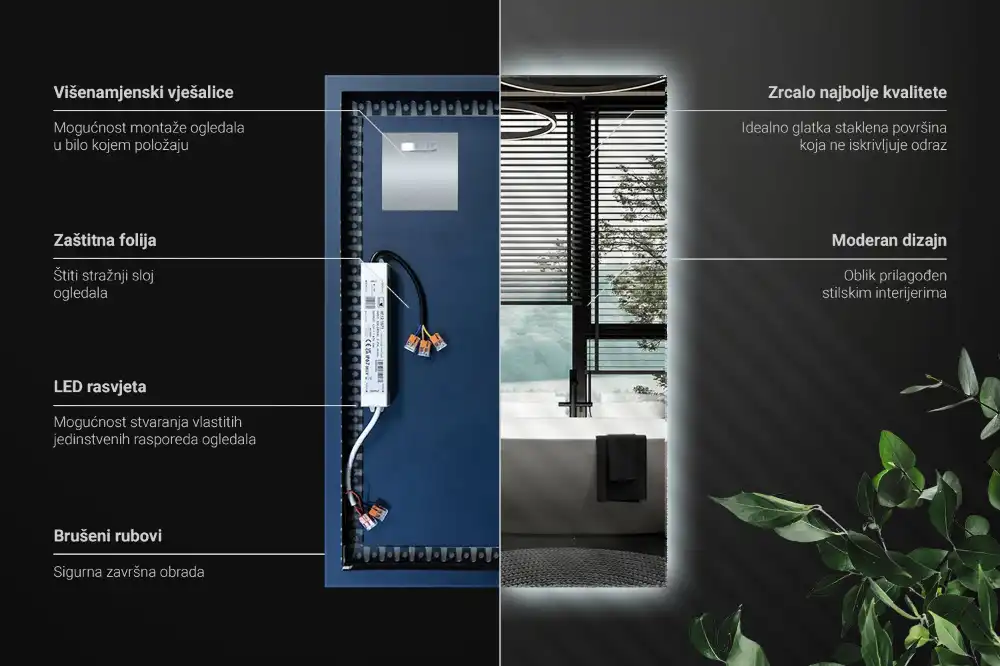 Rektangulär spegel med LED belysning