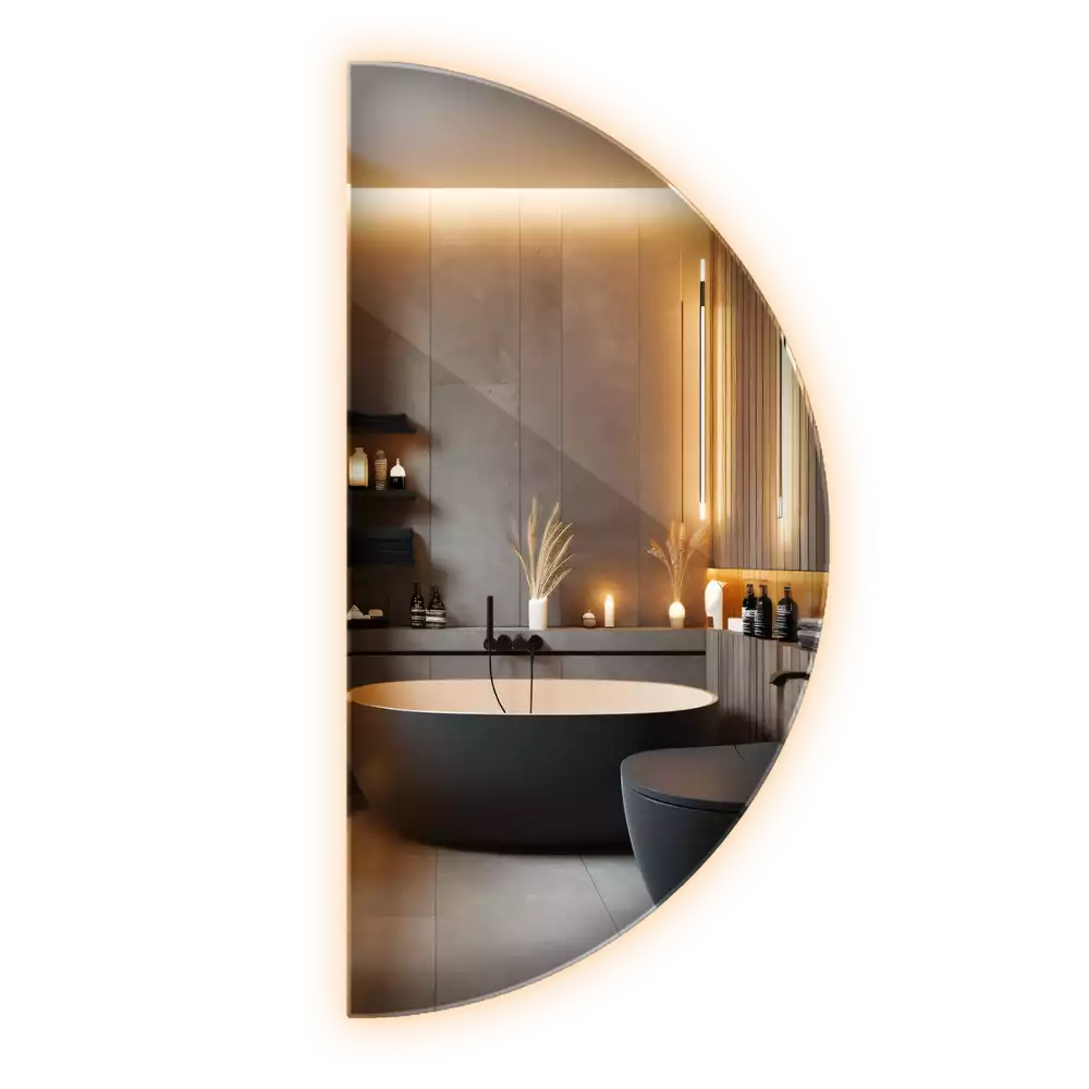 Spegel halvcirkel med LED belysning