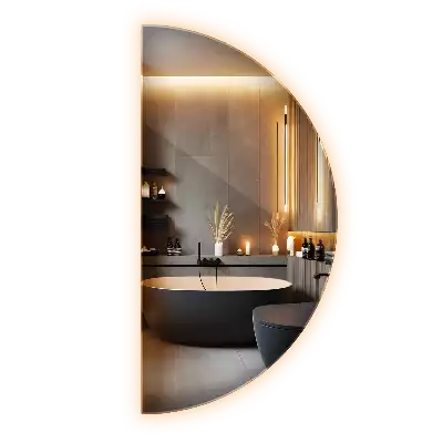Spegel halvcirkel med LED belysning