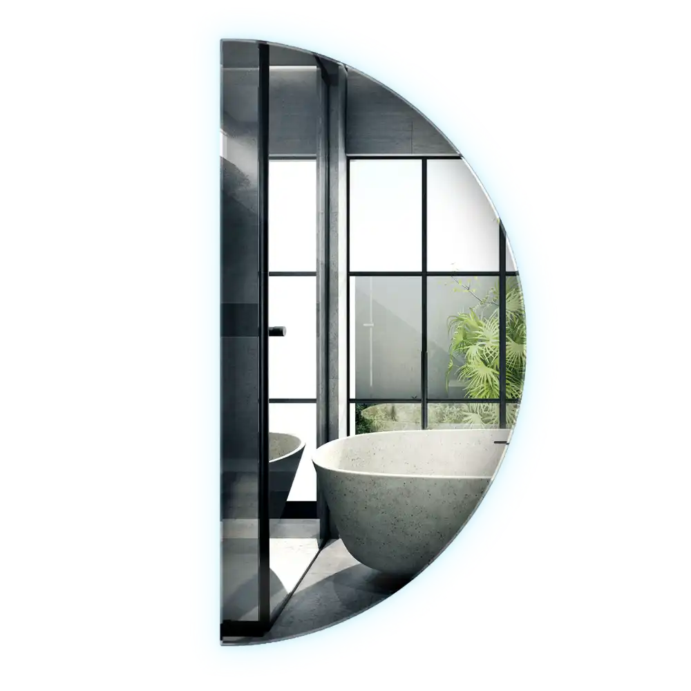 Spegel halvcirkel med LED belysning