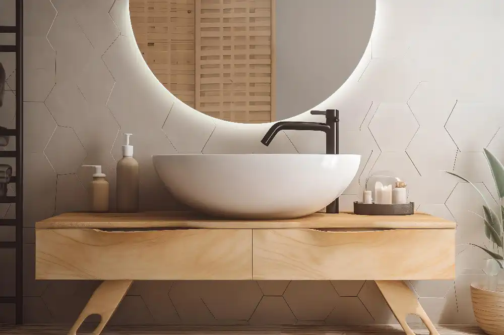 Spegel halvcirkel med LED belysning