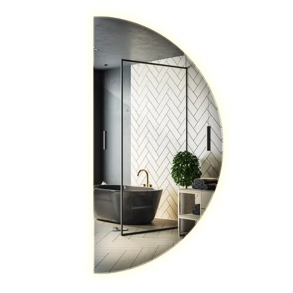 Spegel halvcirkel med LED belysning