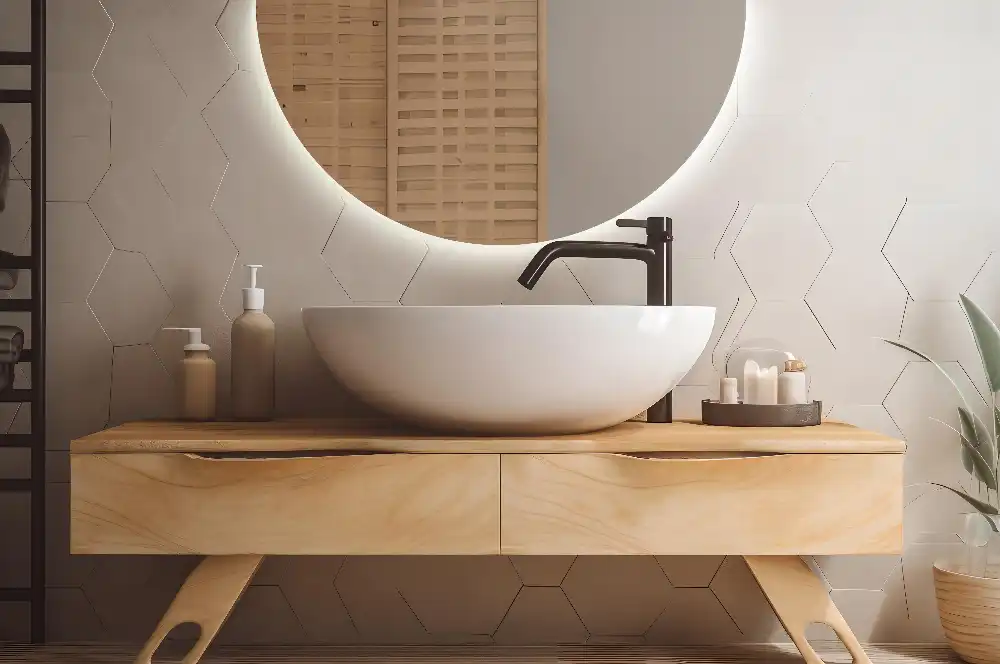 Spegel halvcirkel med LED belysning