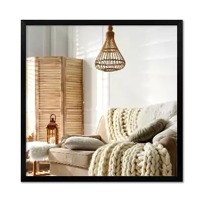 Rektangulär spegel med svart ram