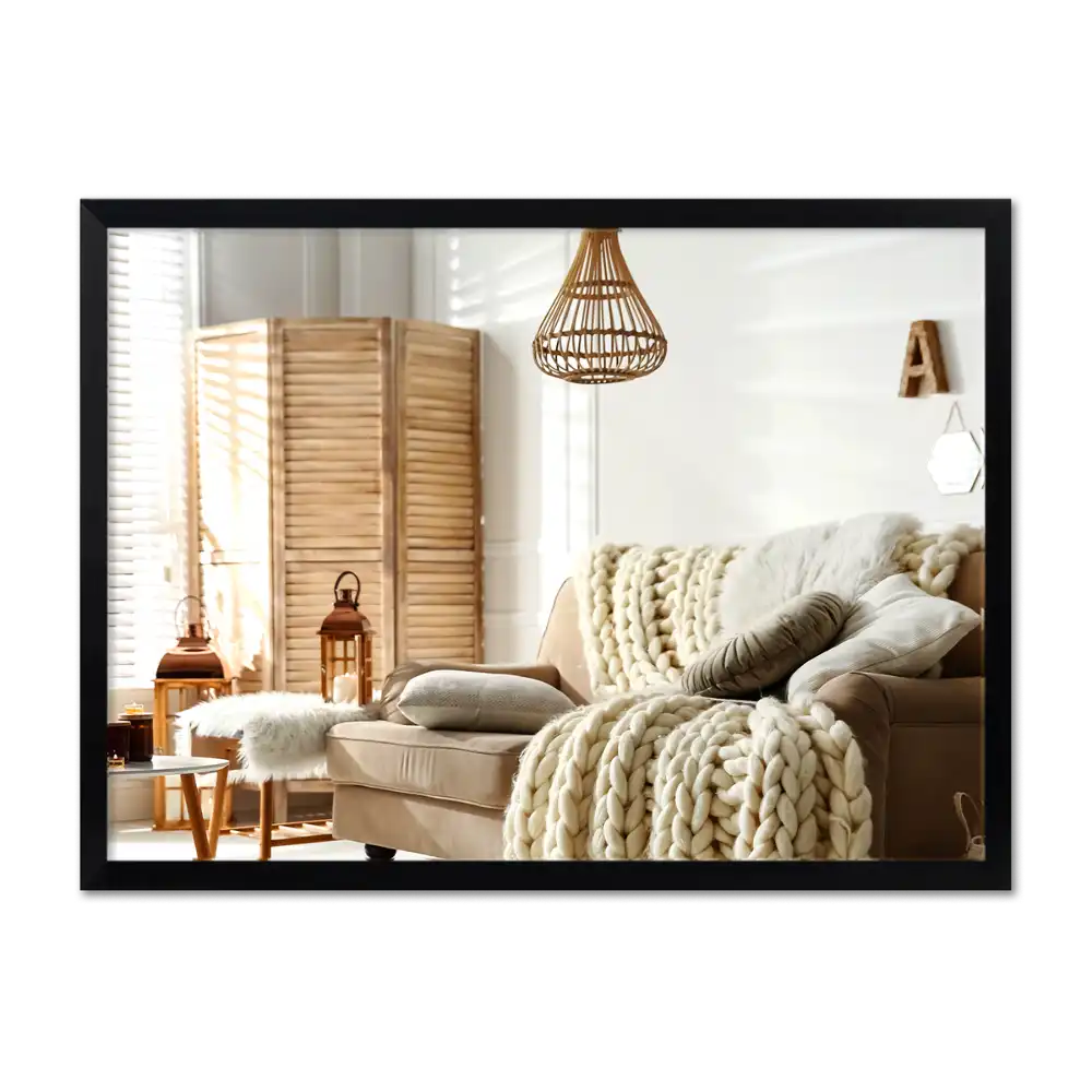 Rektangulär spegel med svart ram