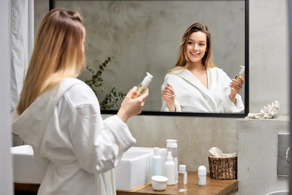 Rektangulär spegel med svart ram