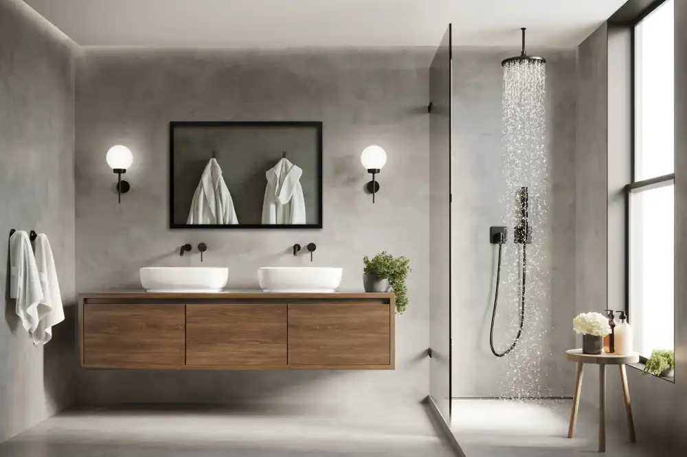 Rektangulär spegel med svart ram