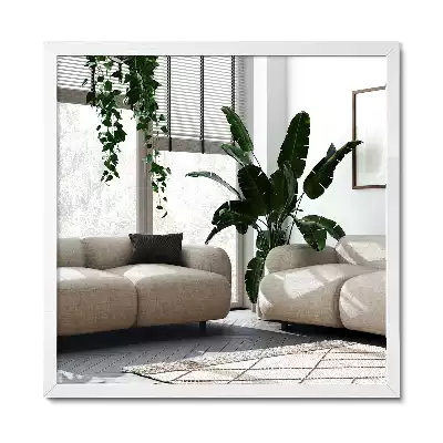 Rektangulär spegel med vit ram