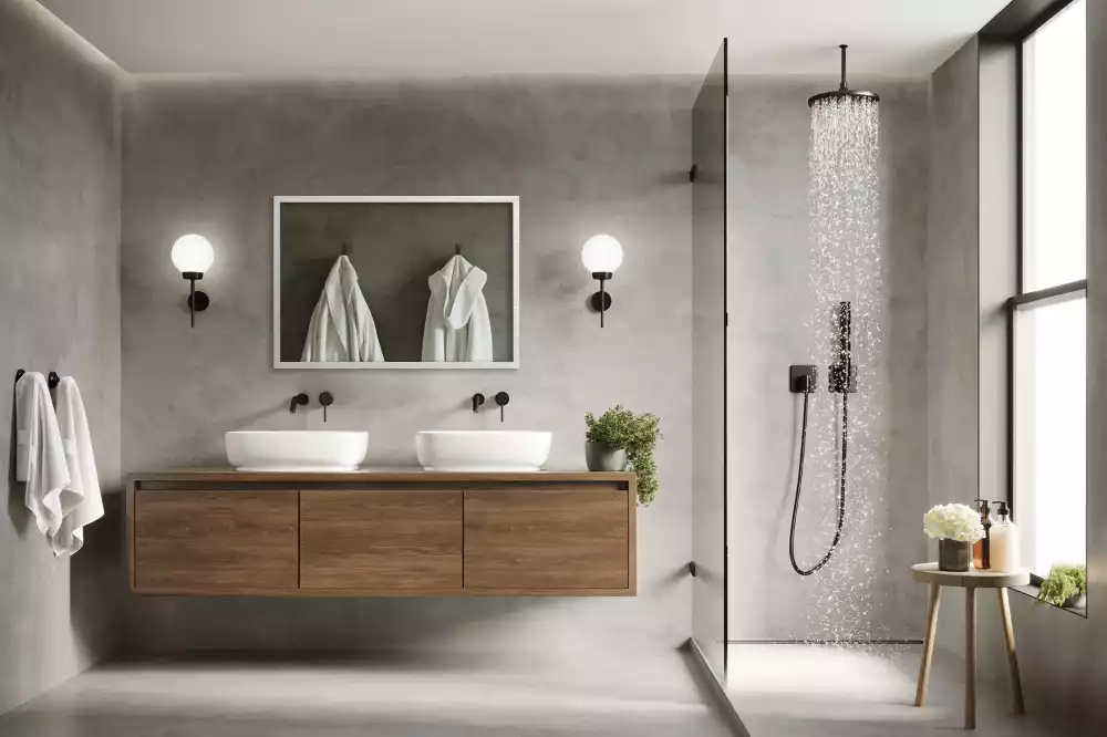 Rektangulär spegel med vit ram