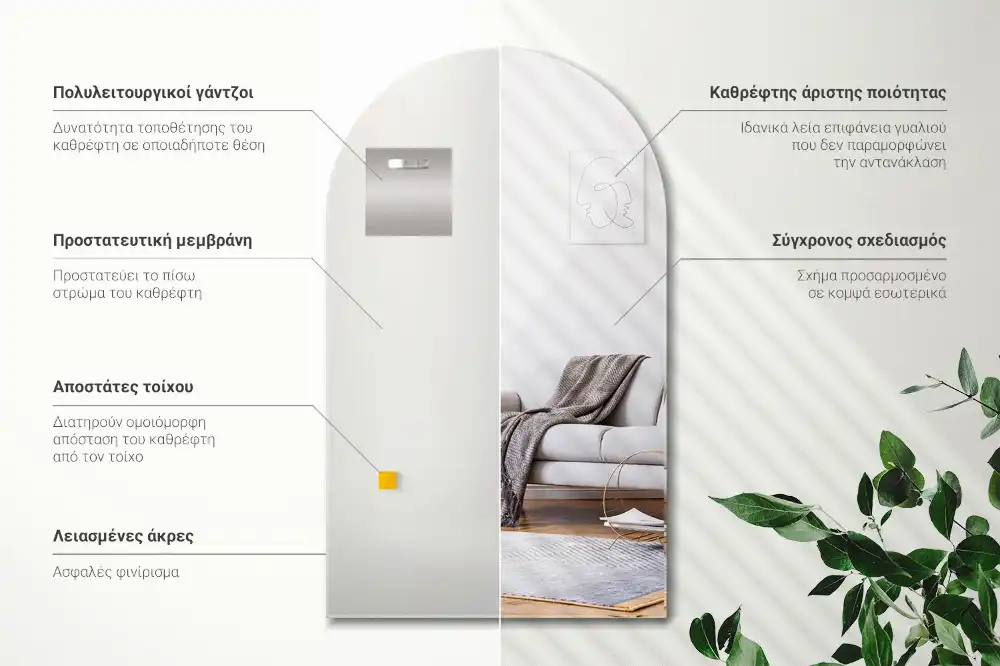 Halv-oval spegel unik design