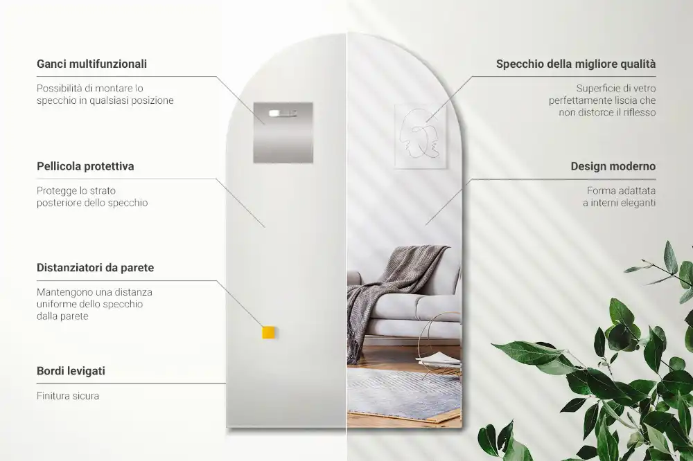 Halv-oval spegel unik design