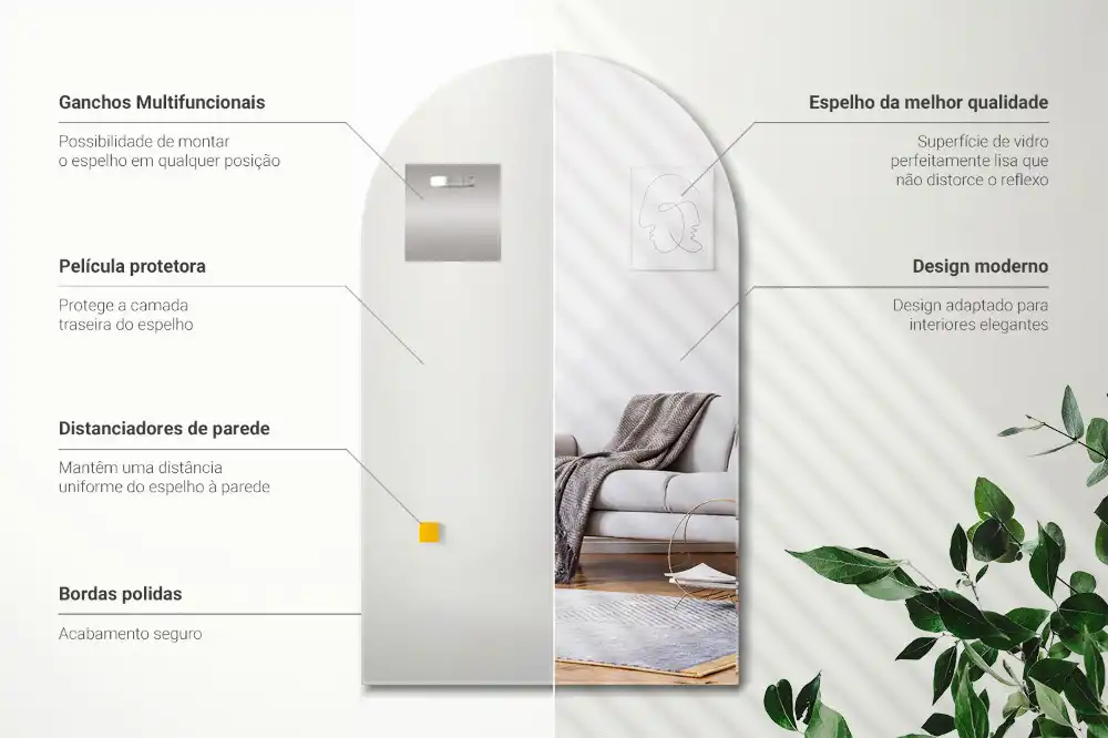 Halv-oval spegel unik design