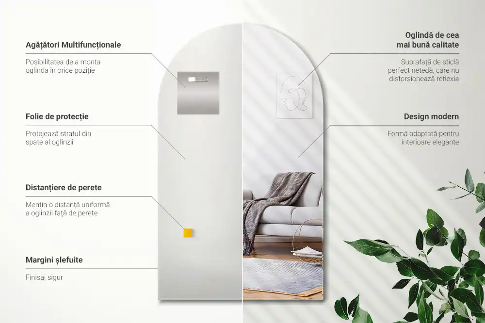 Halv-oval spegel unik design