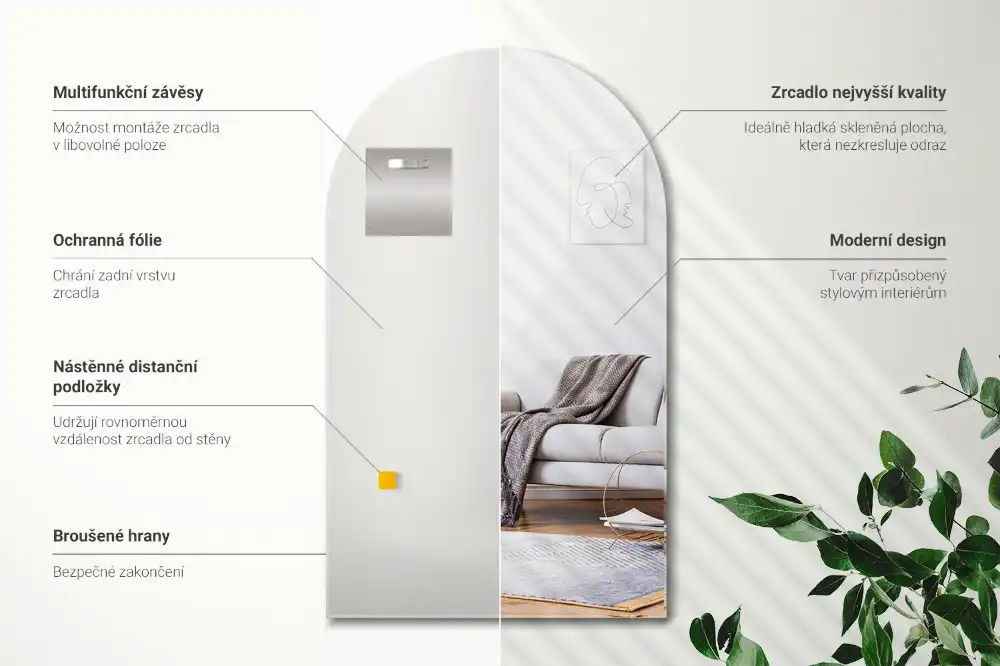 Halv-oval spegel unik design
