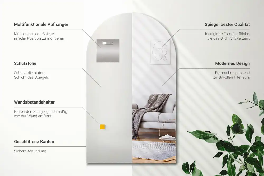 Halv-oval spegel unik design