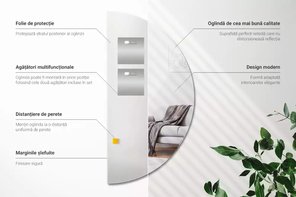 Spegel halvcirkel elegant