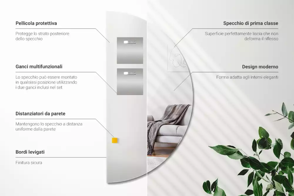 Spegel halvcirkel elegant