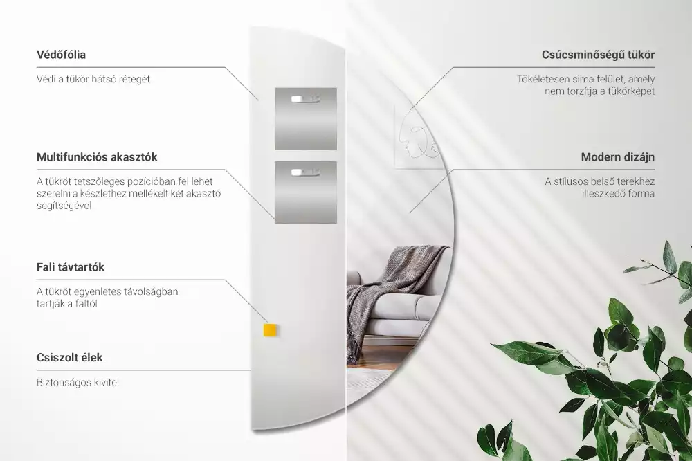 Spegel halvcirkel elegant