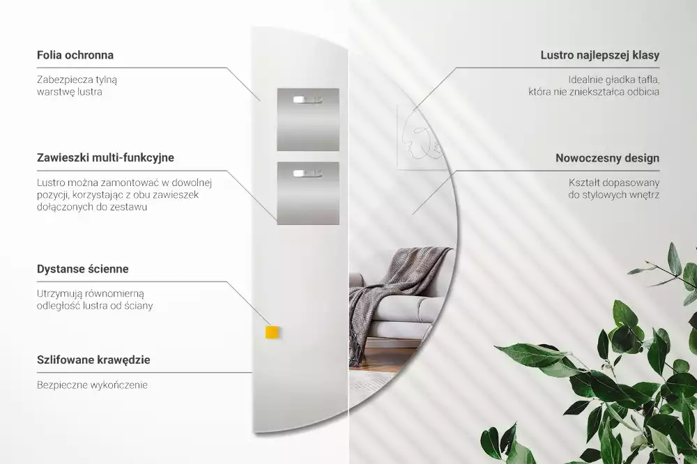 Spegel halvcirkel elegant