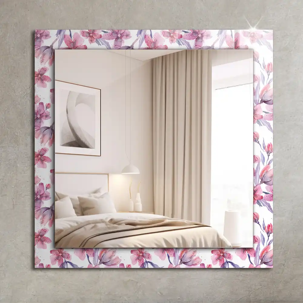 Rektangulär spegel med tryck Akvarell blommor mönster