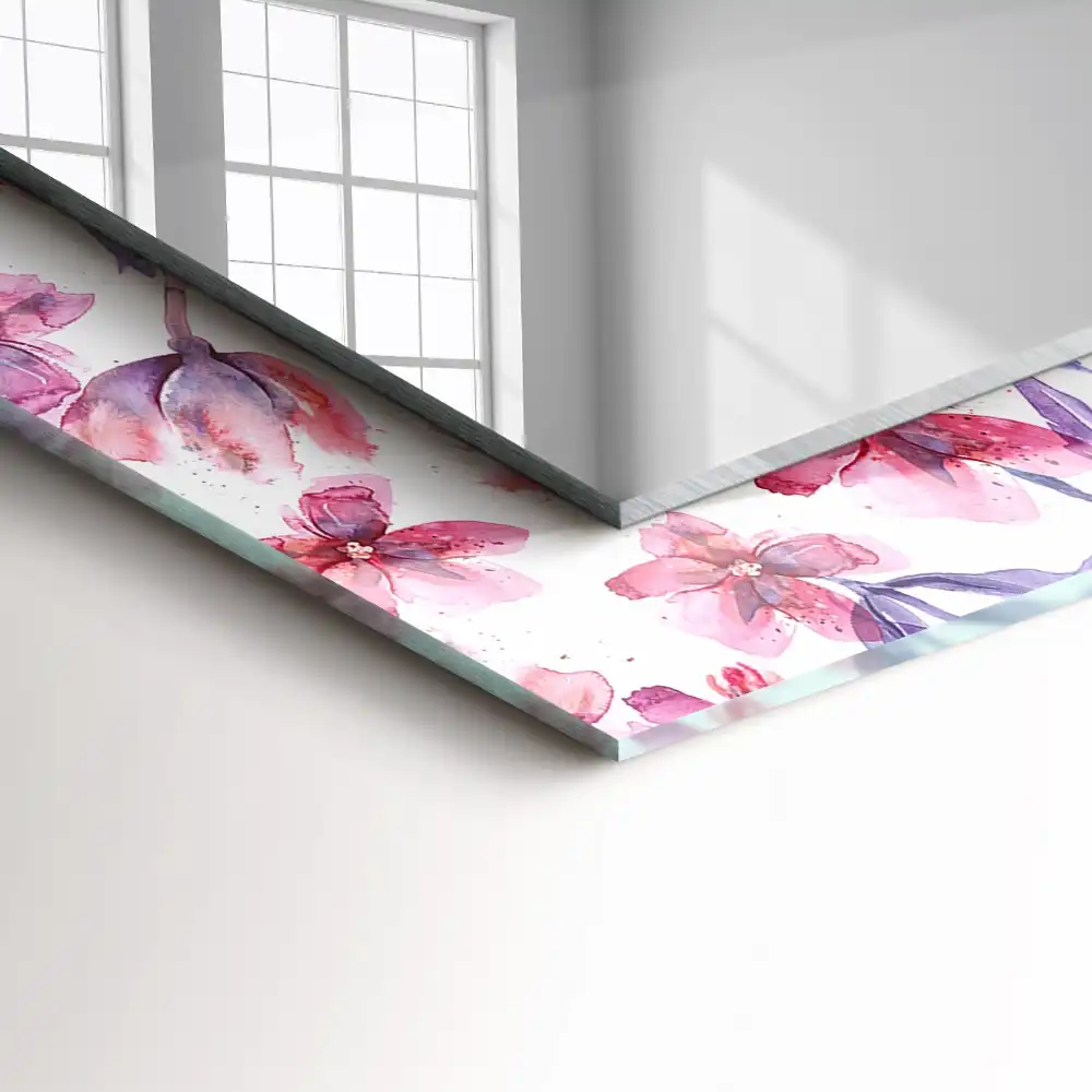 Rektangulär spegel med tryck Akvarell blommor mönster