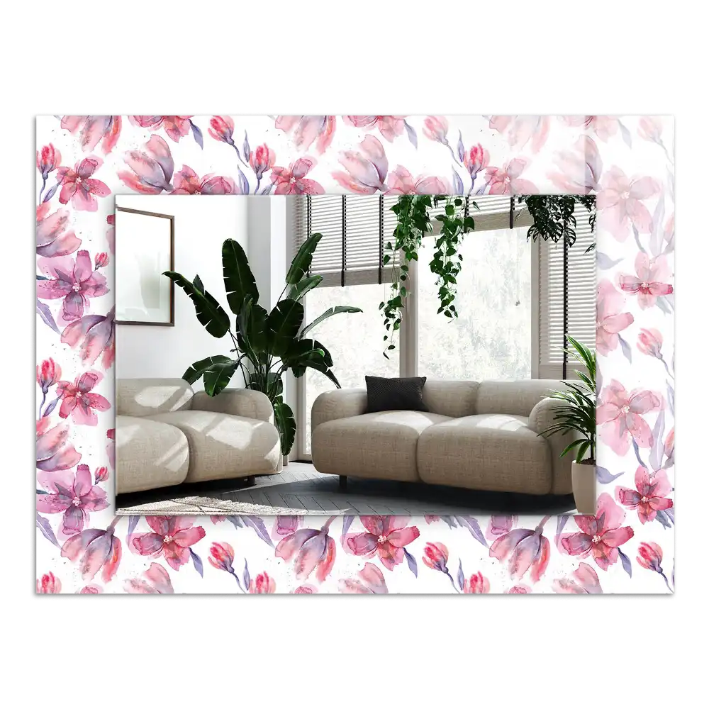 Rektangulär spegel med tryck Akvarell blommor mönster
