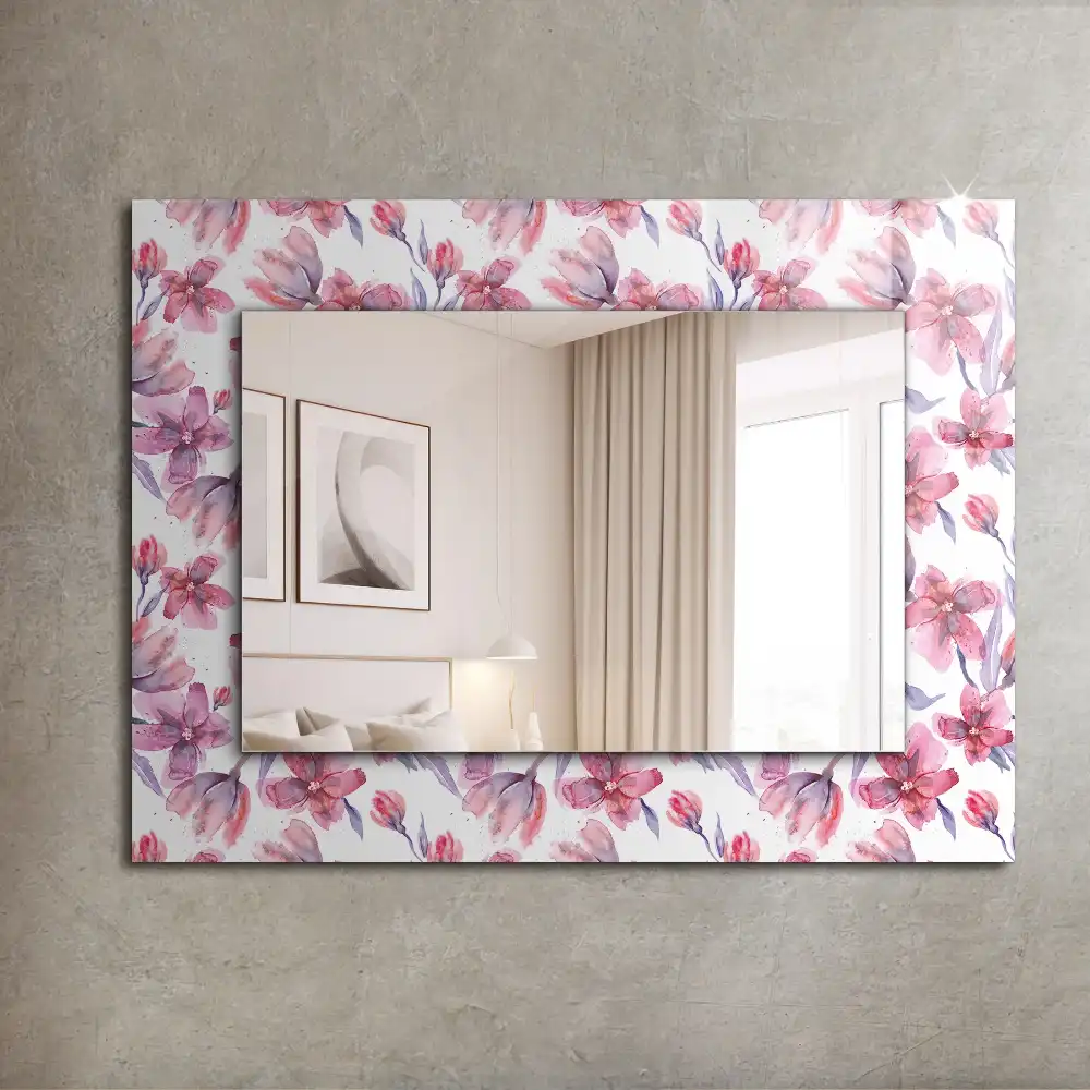Rektangulär spegel med tryck Akvarell blommor mönster