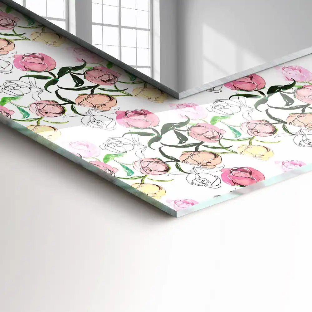 Rektangulär spegel med tryck Blommönster