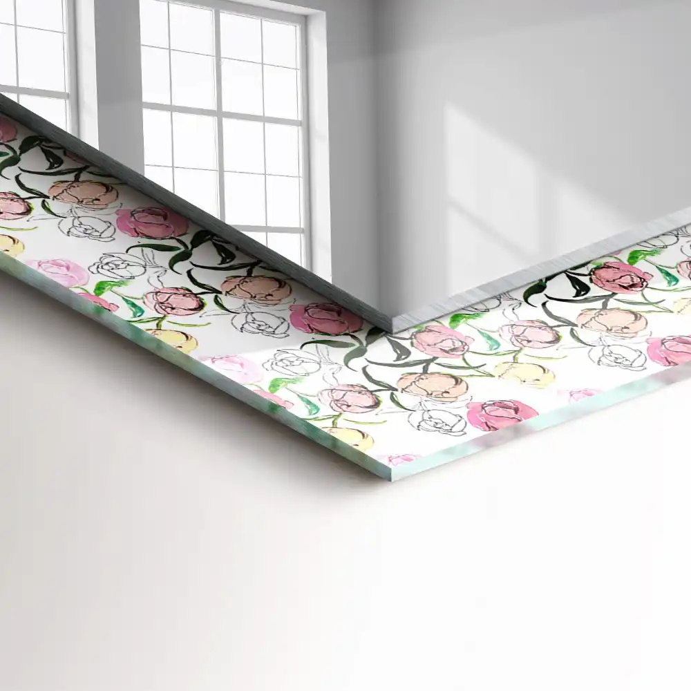 Rektangulär spegel med tryck Blommönster