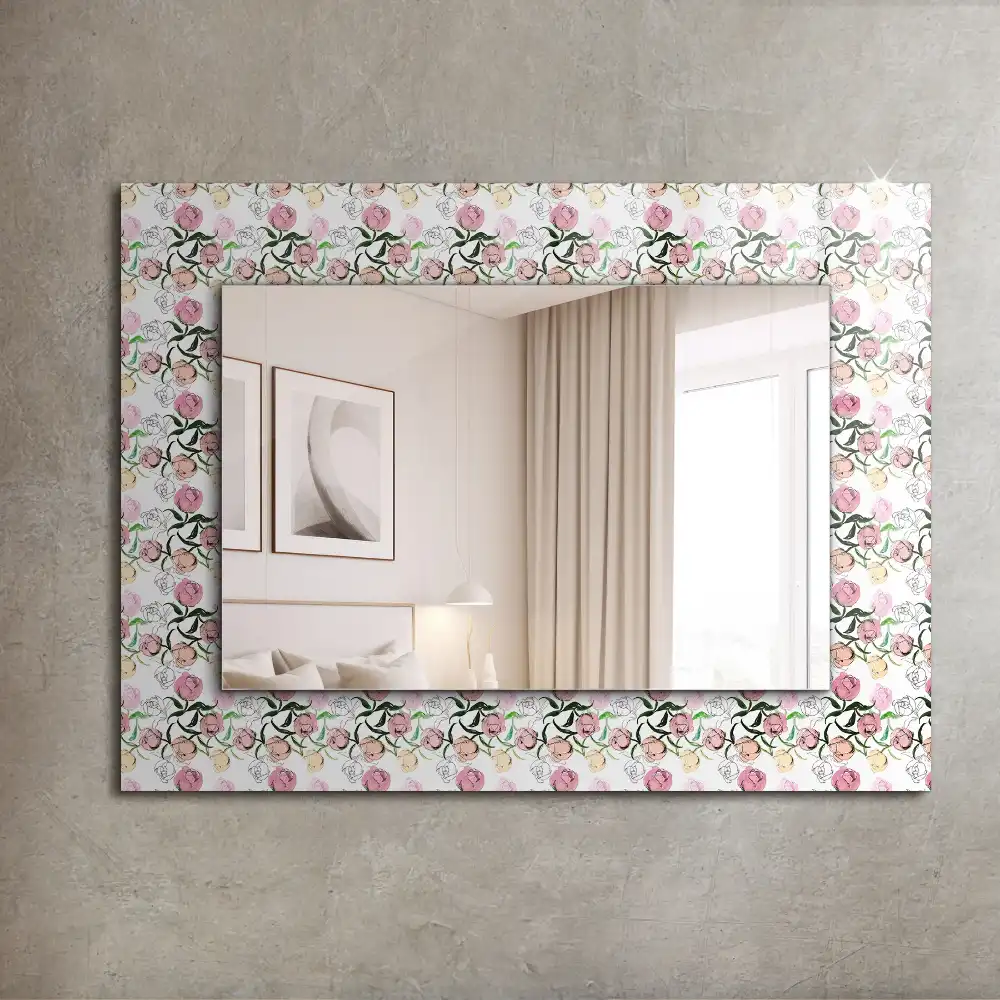 Rektangulär spegel med tryck Blommönster