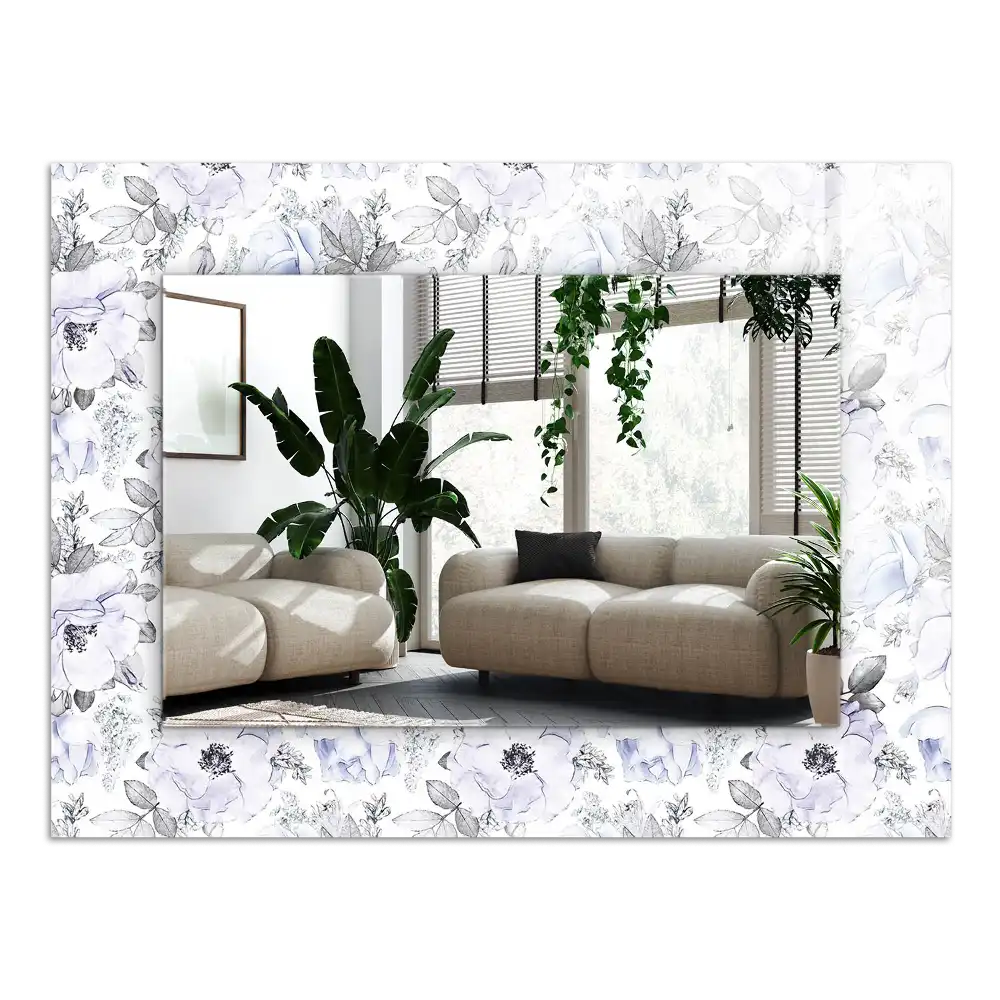 Dekorativ spegel med tryck Blommor och blad